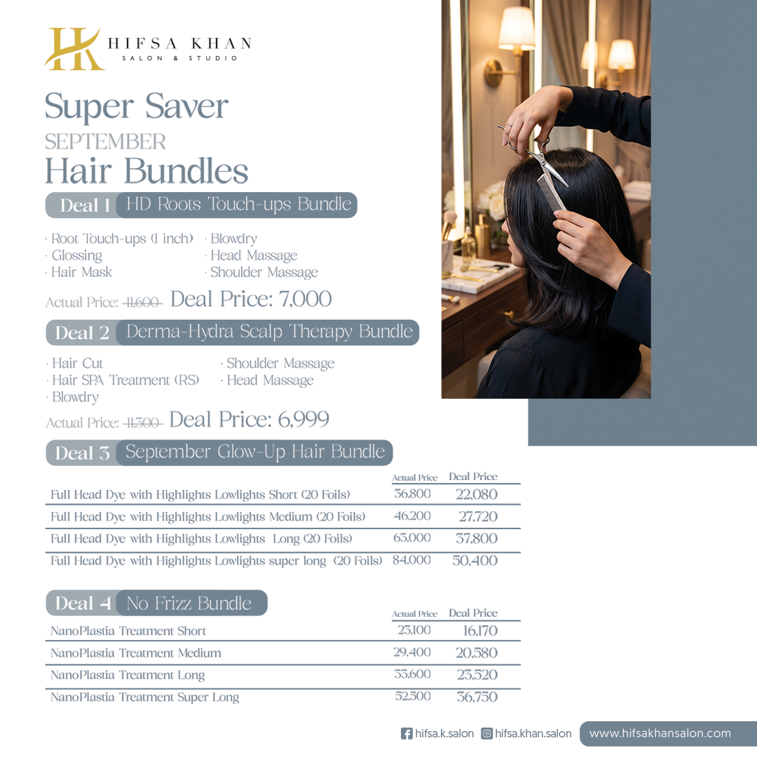 Hair promotion at Hifsa Khan Salon